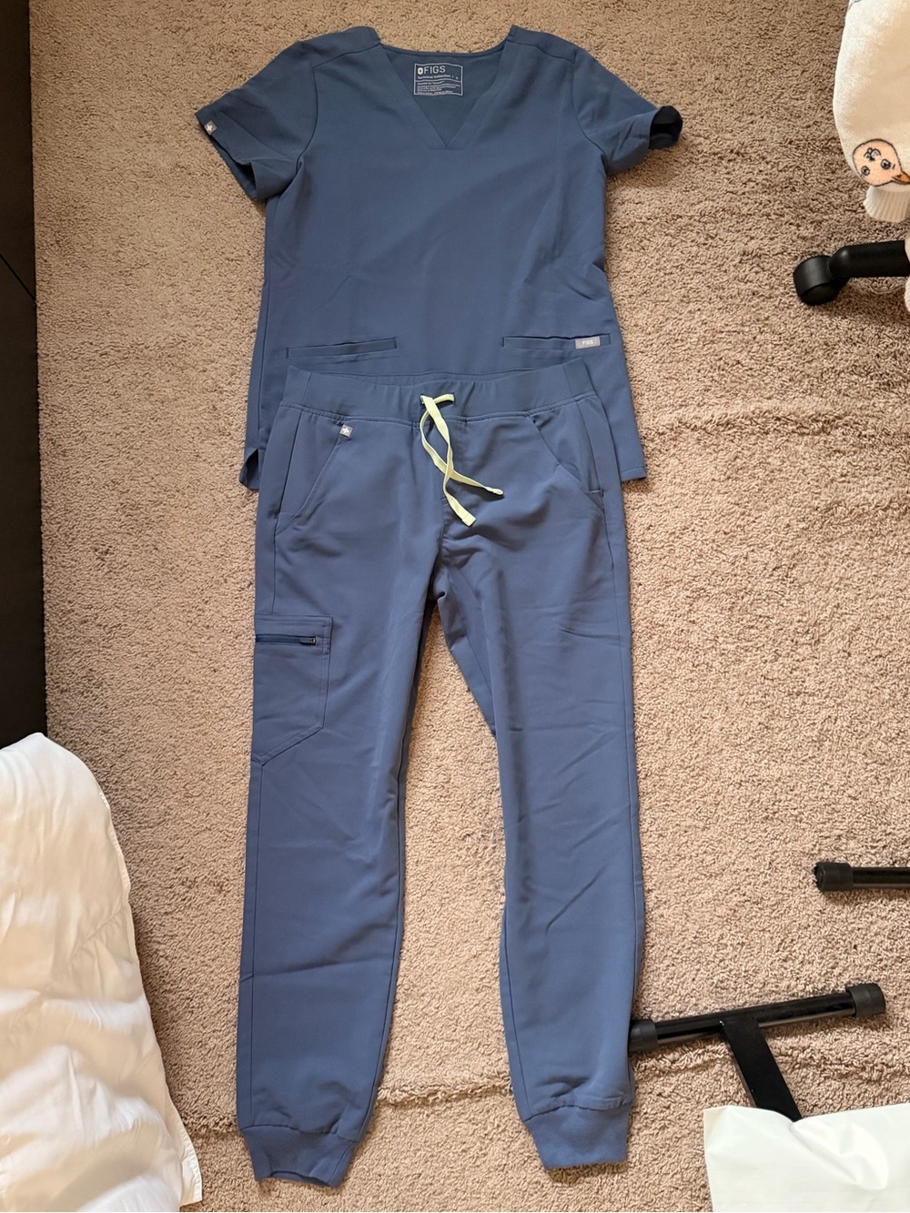 Figs Blue Gray Shirt and Jogger Scrub Set